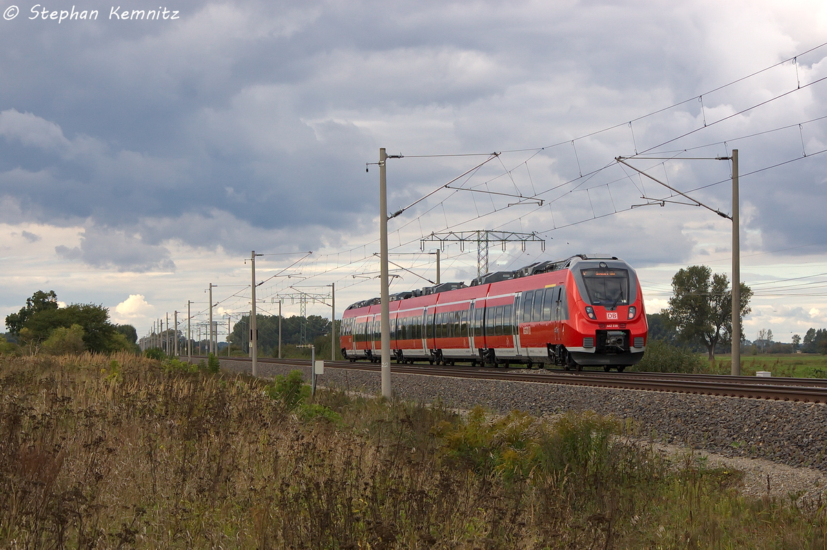 442 338-0 f�r die S-Bahn Rostock als Lz in Vietznitz und fuhr in Richtung Wittenberge weiter. F�r die S-Bahn Rostock hatte man 23 f�nfteilig Talent 2 Triebwagen bestellt. 27.09.2013