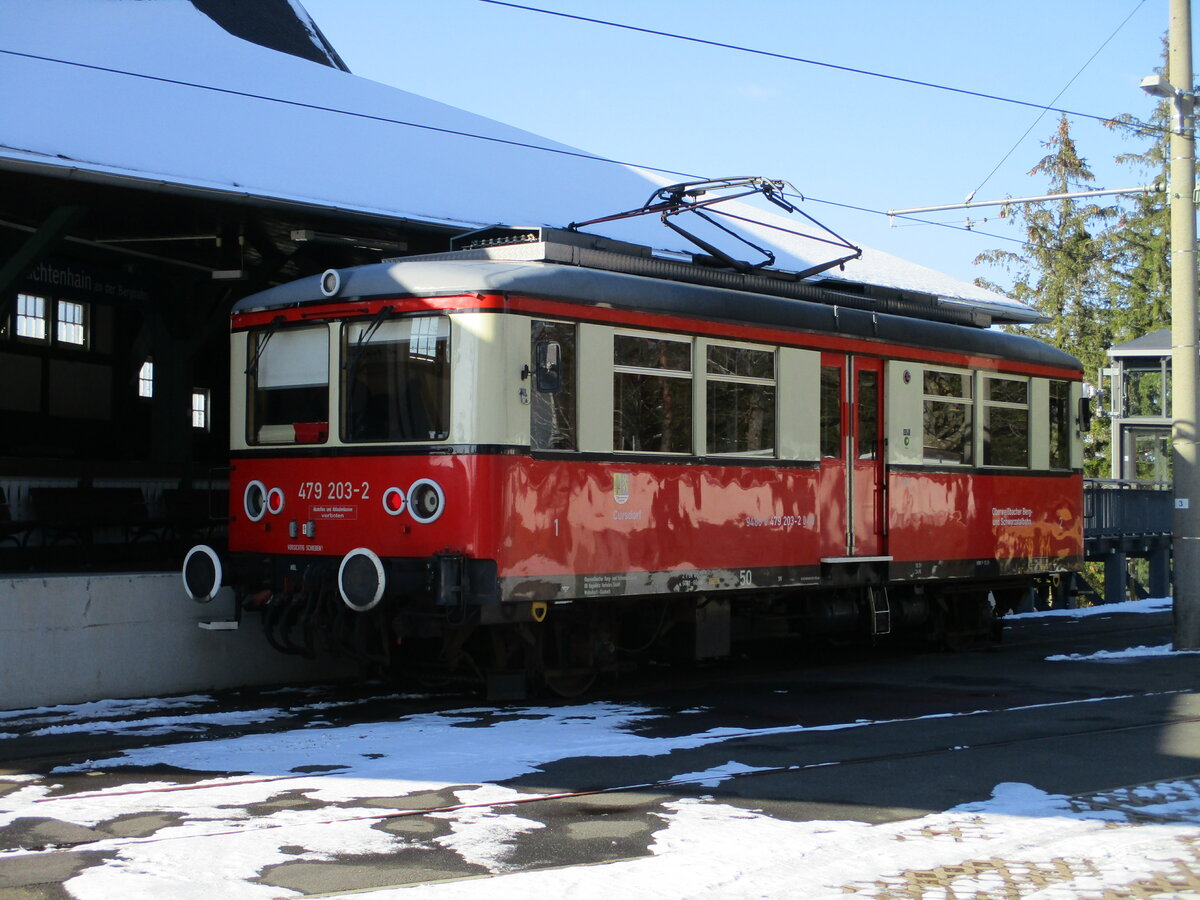 479 203 fuhr,am 28.Februar 2023,von Lichtenhain nach Cursdorf als Geisterzug.