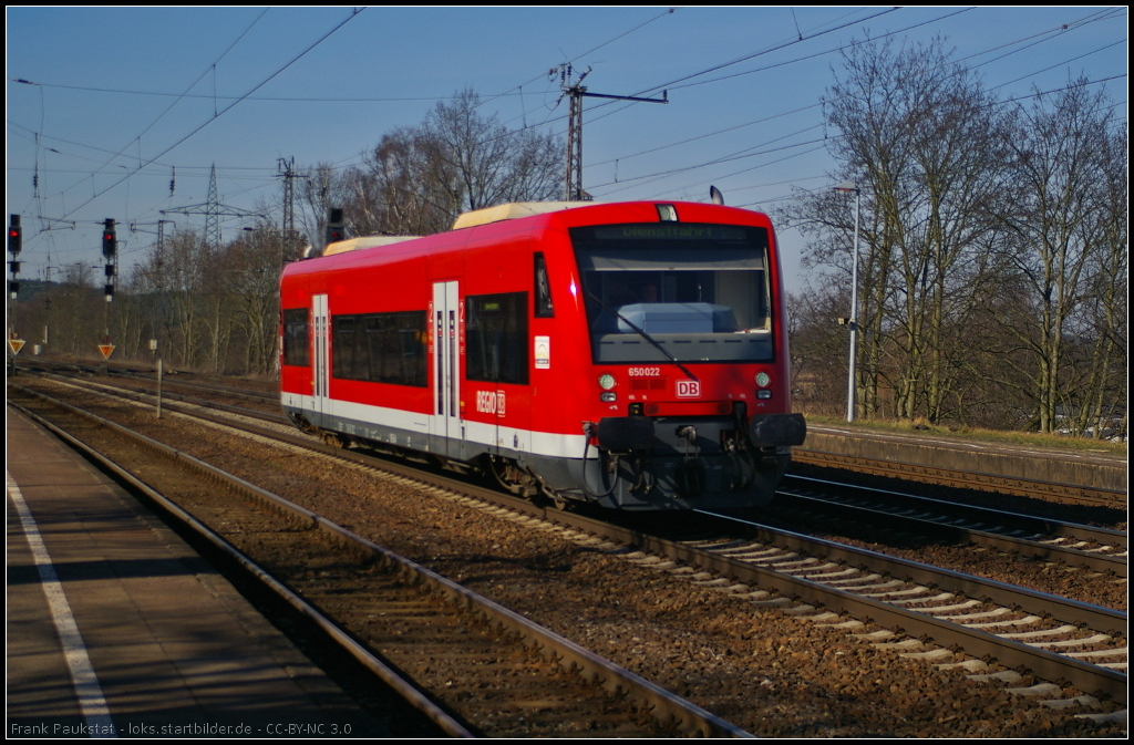 650 022 von DB ZugBus Regionalverkehr Alb-Bodensee (RAB) fuhr am 24.02.2014 durch Nuthetal-Saarmund