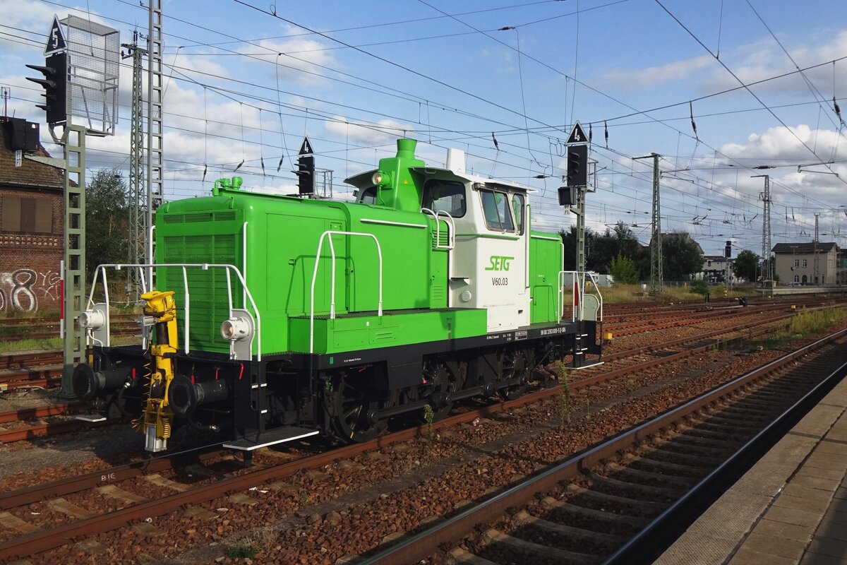 Am 21 Augustus 2021 steht SETG V.60.03 (ex DB 363 809) in Angermünde.