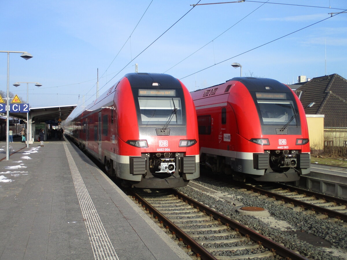 Auch das war,am 24.Januar 2026,in Coburg möglich.Als dort der 462 004 auf dem 462 003 traff.