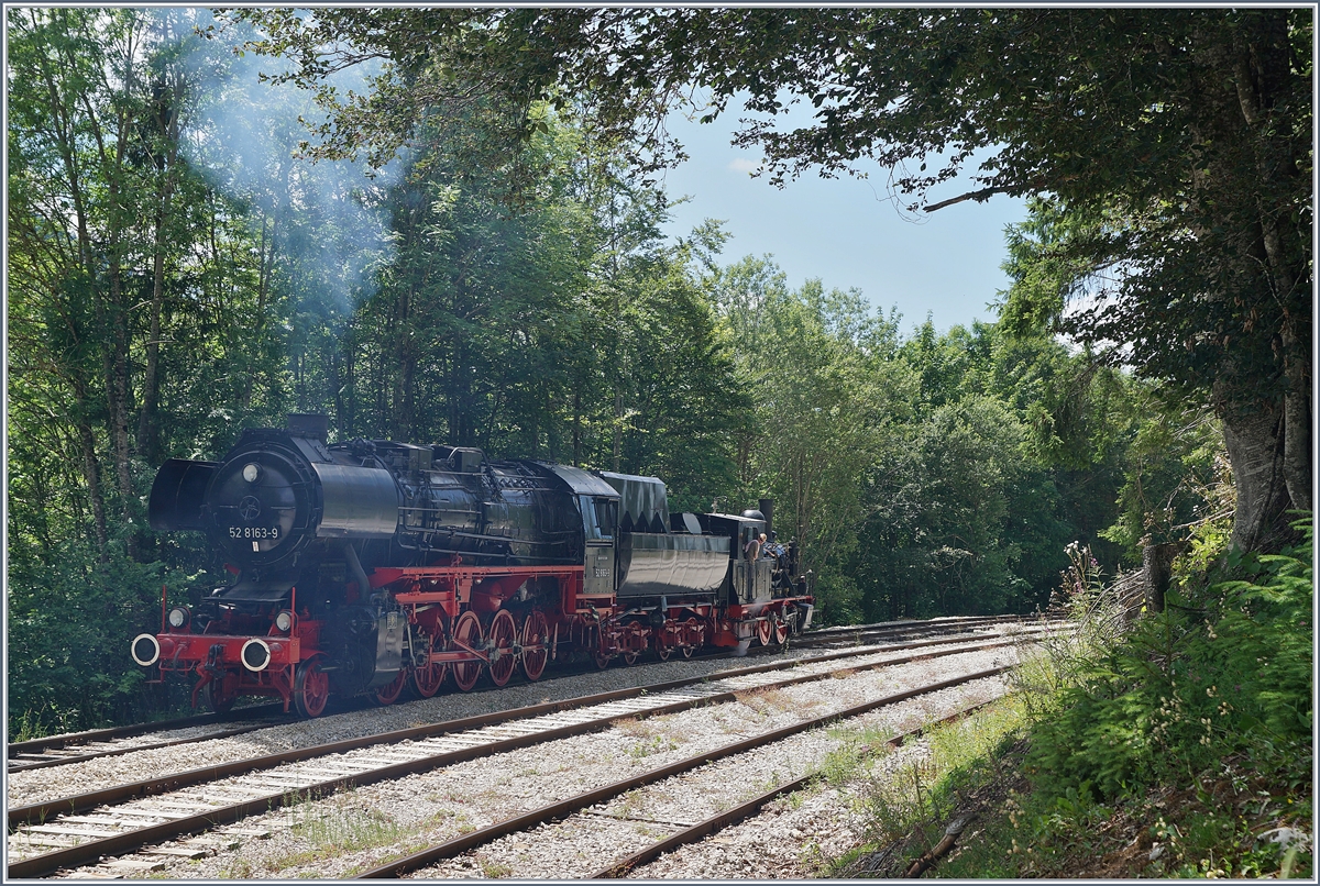 Bei der Coni'Fer (CFTVP) eine neue Heimat gefunden haben die mächtige (ex DR) 52 8163-9 (Baujahr 1943) und die kleine E 3/3 N° 5 (ex Alusuisse, Baujahr 1915) die in Hôpitaux Neufs Rücken an Rücken rangieren.

16. Juli 2019