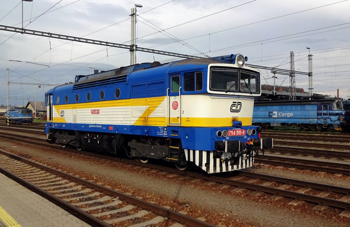 CD 754 019 -in eine der noch immer manche Farben dieser Reihe- steht am 26 Augustus 2021 nach eine Regenschauer in Breclav.