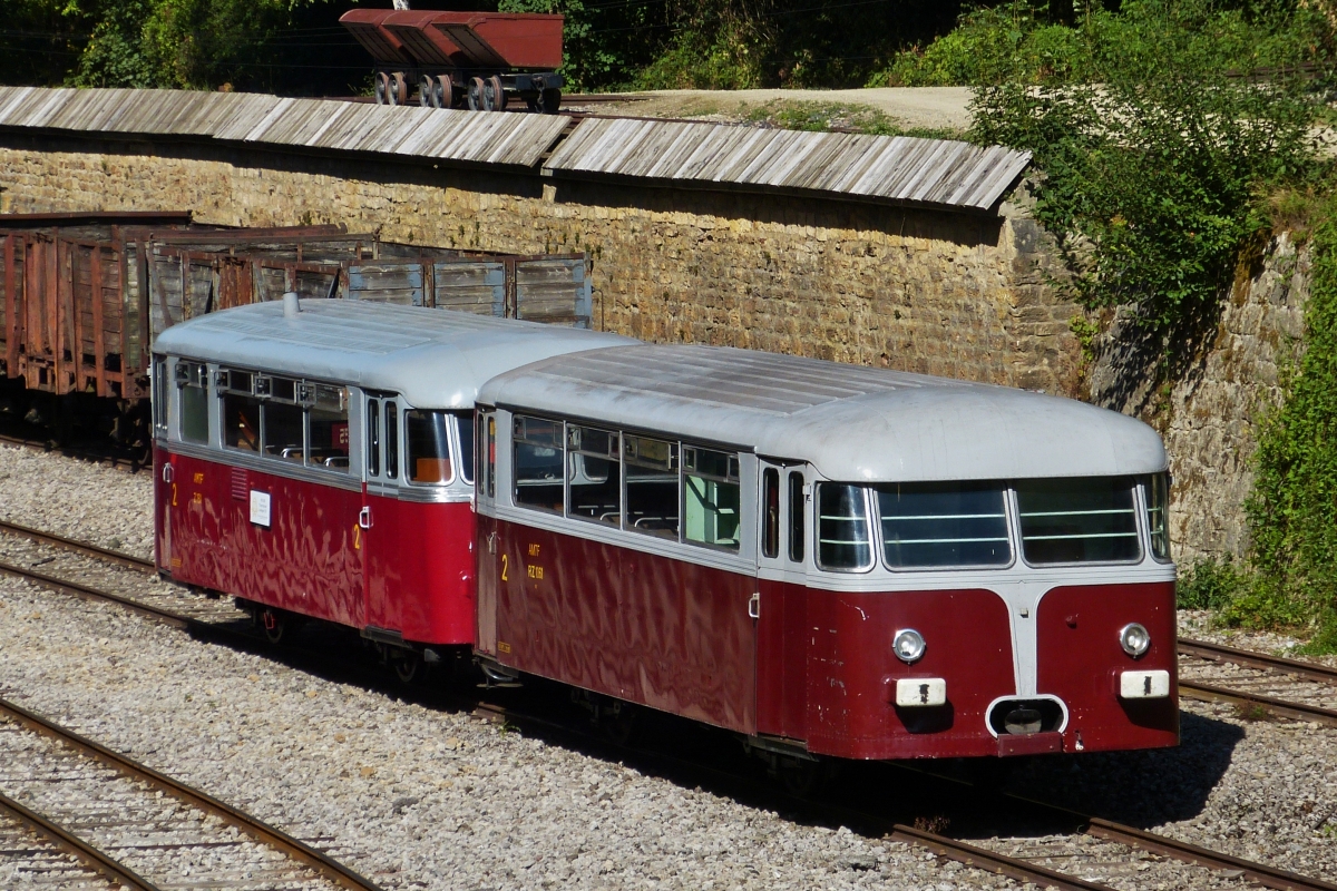 Dampffestival im Fond de Gras, AMTF Uerdinger Z 151 steht mit dem Beiwagen RZ 1061 im Gleisbereich des Bahnhofes im Fond de Gras abgestellt. 04.09.2022 