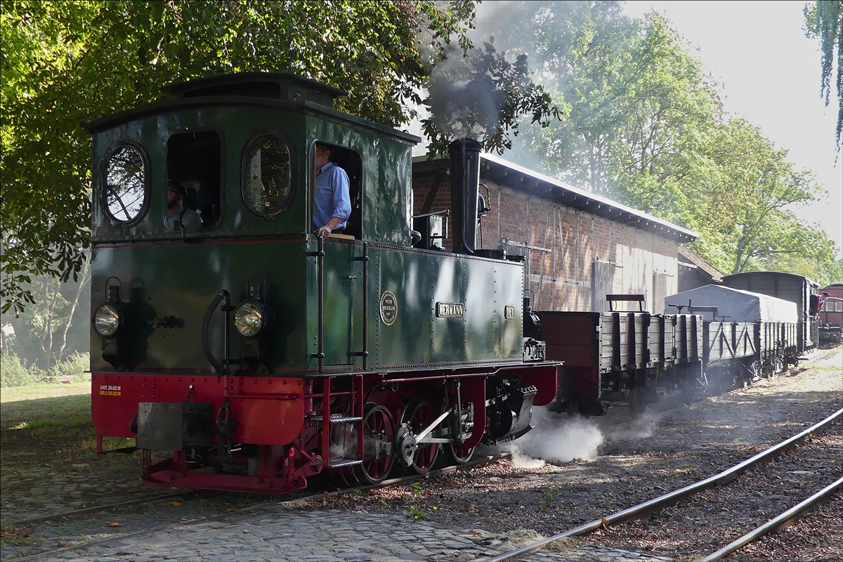 Dampflok „HERMANN“ aufgenommen bei der Abfahrt mit einem Güterzug an der Haltestelle Heiligenberg.  15.09.2019 (Jeanny)