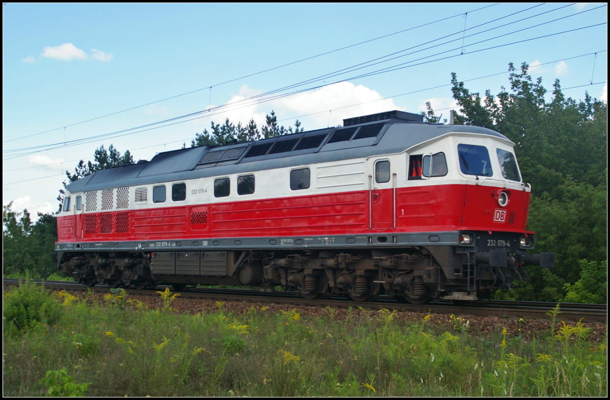 DB Cargo 232 079-4 fuhr solo am 23.08.2017 durch die Berliner Wuhlheide