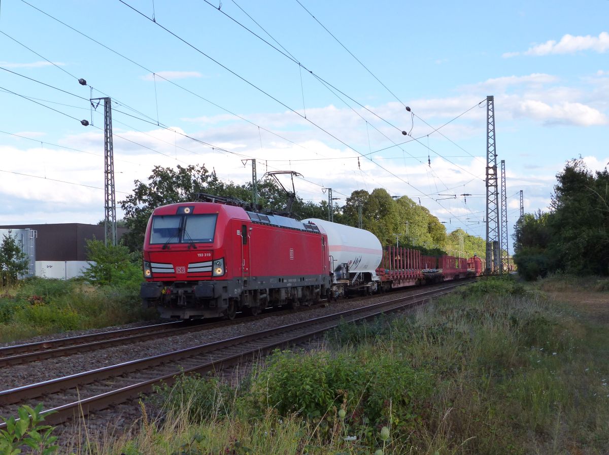 DB Cargo Vectron Lokomotieve 193 319-1 (NVR nummer: 91 80 6193 319-1 D-DB) bahnhof Empel-Rees 21-08-2020.

DB Cargo Vectron locomotief 193 319-1 (NVR nummer: 91 80 6193 319-1 D-DB) station Empel-Rees 21-08-2020.