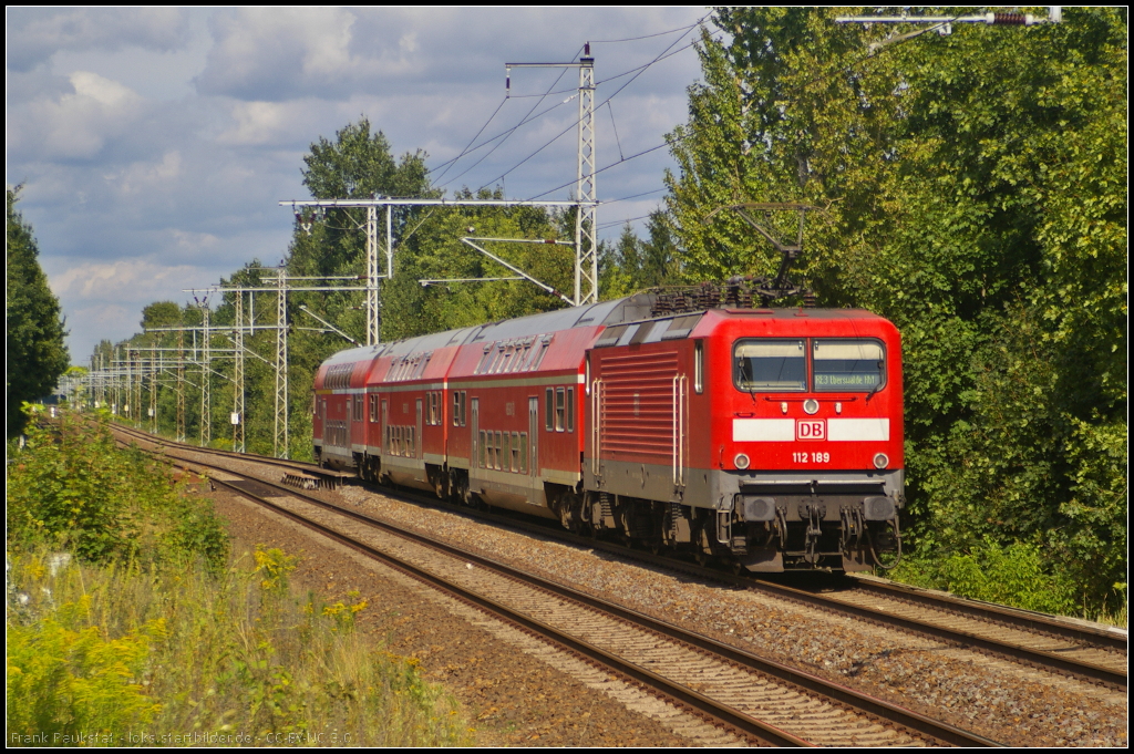DB Regio 112 189 mit dem RE3 Eberswalde Hbf am 11.08.2014 durch Panketal-R�ntgental