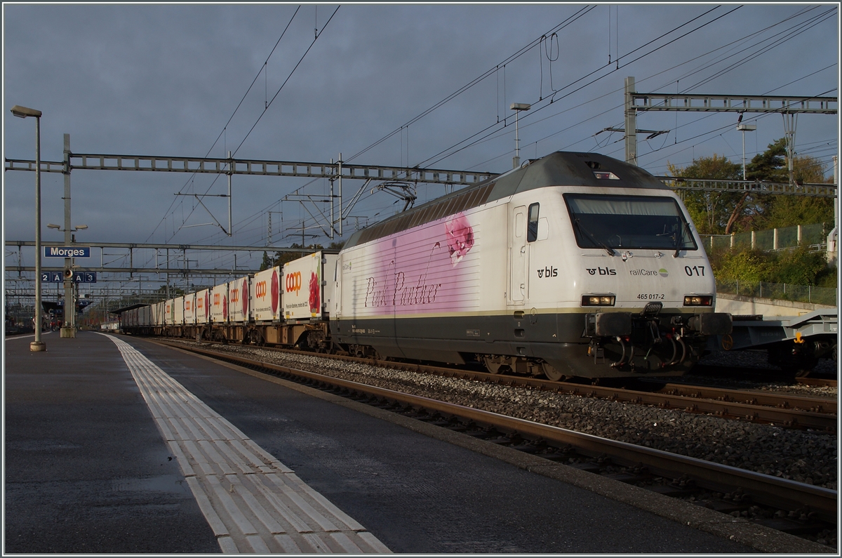 Die BLS Re 465 017 in Morges. 
15. Okt. 2015