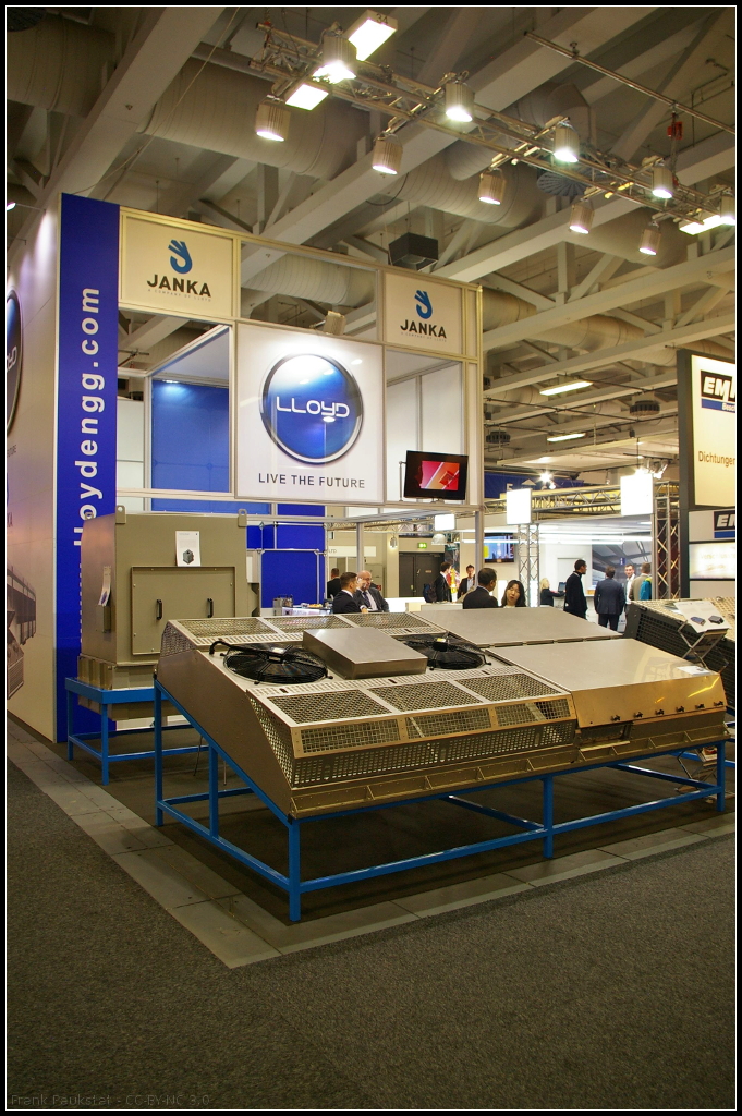 Die tschechische Firma Janka Engineering zeigte auf der InnoTrans 2014 an ihrem Messestand K�hlsysteme f�r verschiedene Einsatzzwecke.
<br /><br />
Webseite Unternehmen (english): http://janka.cz/en/
