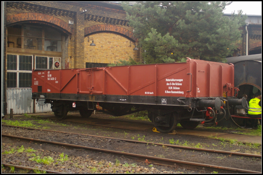 DR 40 50 941 3430-2 Eklm in Berlin-Sch�neweide, 20.09.2014
<br><br>
Bei dem Wagen handelt es sich um den ehemaligen Materialkurswagen des S-Bahn-Betriebswerks Gr�nau. W�hrend des 11. Berliner Eisenbahnfest war er vor dem Ringlokschuppen abgestellt.