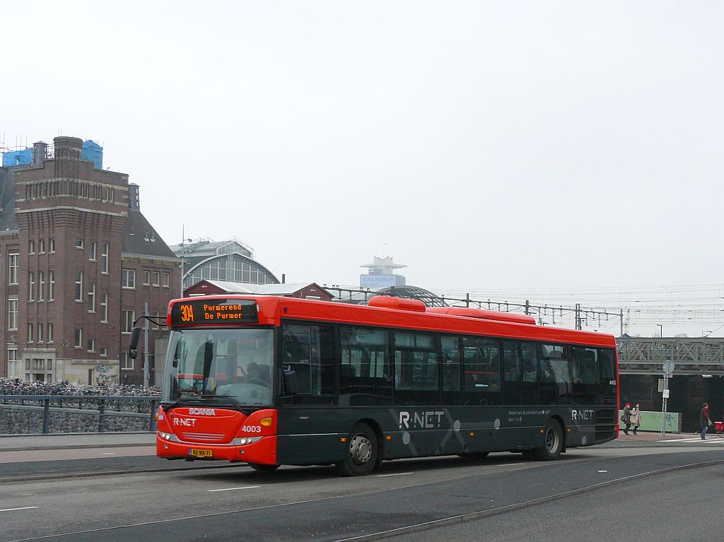 EBS R-net Bus 4003 Scania Omnilink Baujahr 2011. Odebrug, Amsterdam 10-04-2013.