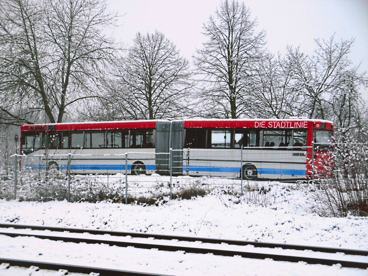 Ehemaliger HAVAG Bus abgestellt in Halle-Neustadt am 7.3.18