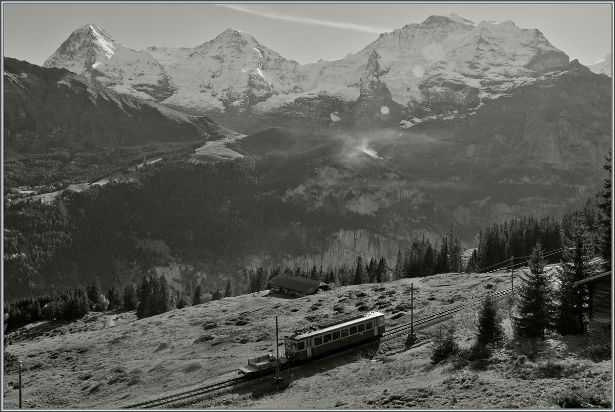 EIGER, MNCH und JUNGFRAU; ach ja und ein BLM Zug auf der Fahrt nach Mrren...
24. Ok.t 2013