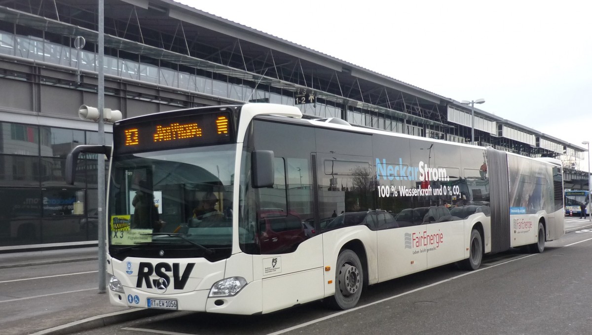 Ein neuer MB-Citaro-C2 vom RSV-Reutlingen am Flughafen-Stuttgart am 18.01.2014