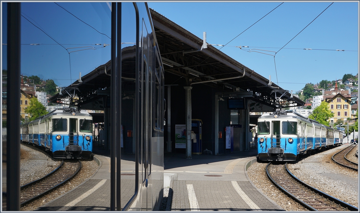 Gleich zweimal zeigt sich in Montreux der ABDe 8/8 4002  Vaud .
7. Aug. 2016