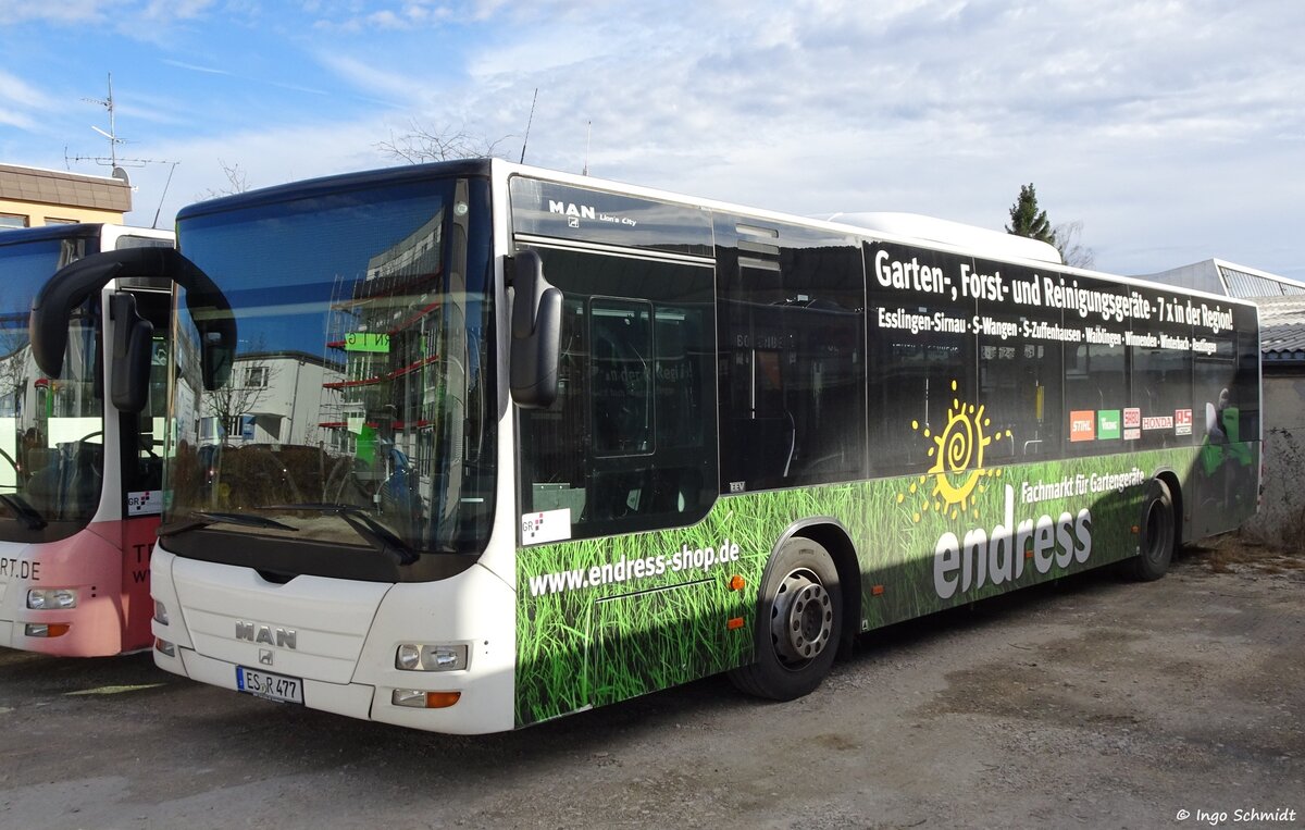 GR Omnibus aus Ostfildern | Filder.Express | ES-R 477 | MAN Lion`s City | 26.02.2017 in Ostfildern