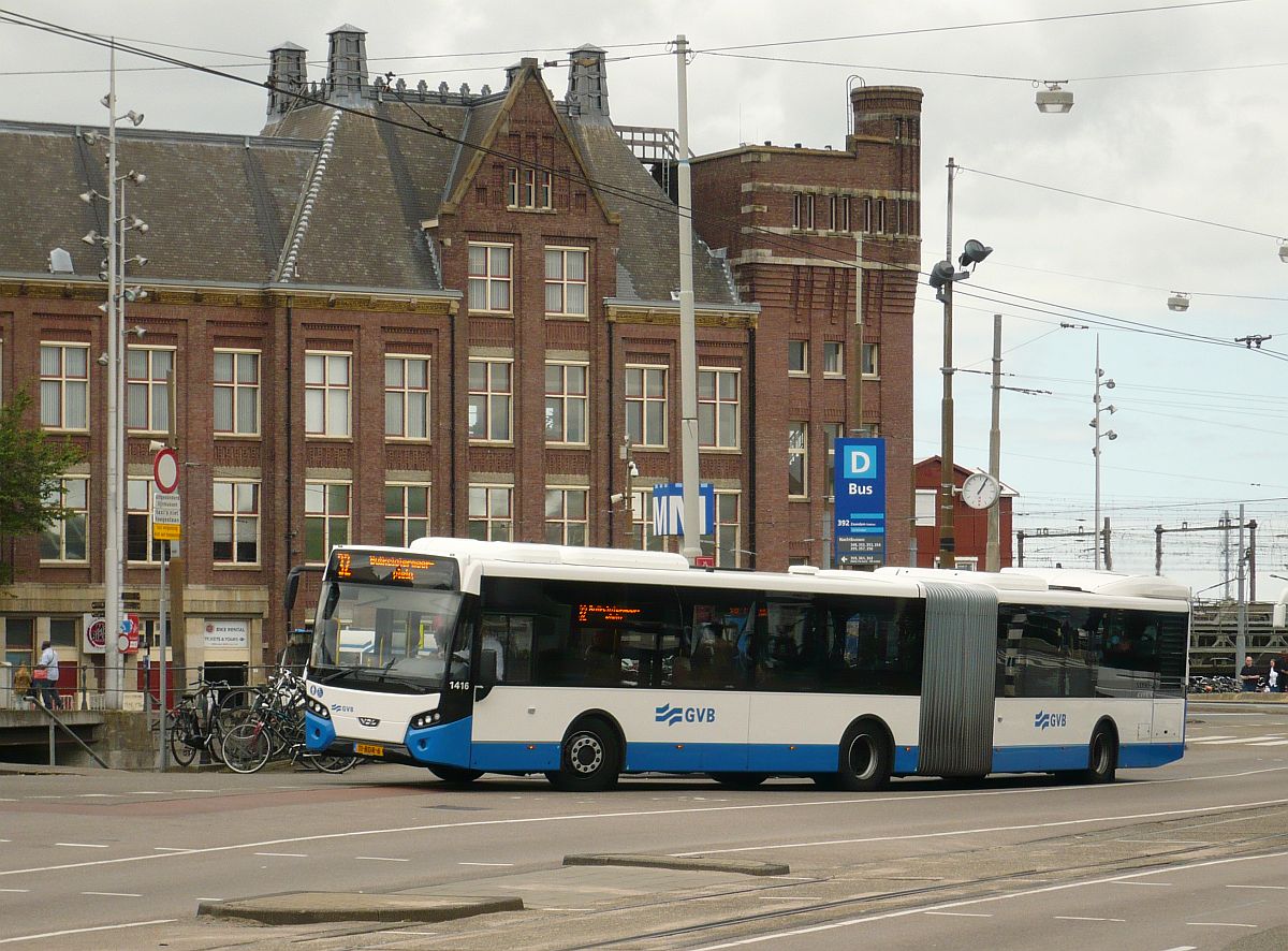 GVBA Bus 1416 VDL Citea SLFA 180.310 Baujahr 2014. Prins Hendrikkade, Amsterdam 25-06-2014.