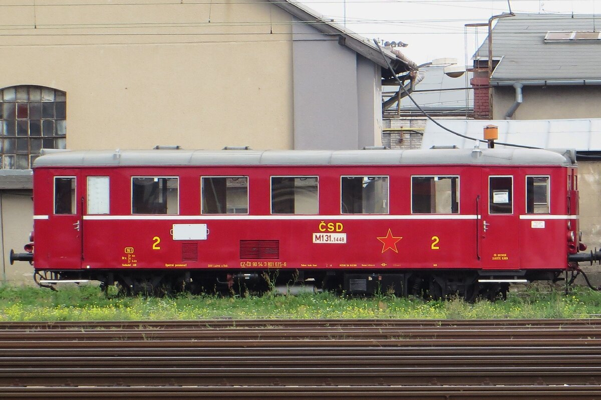 Historischer Triebwagen M 131-1448  Hurvinek  (CZ fr Befreiung) steht am 26 Augustus 2021 abgestellt in Breclav.