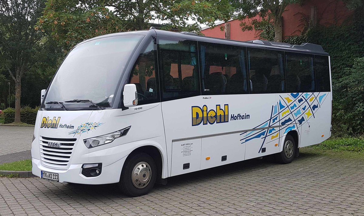 Iveco Rapido vom Busunternehmen DIEHL aus Hofheim steht im August 2019 in Fulda