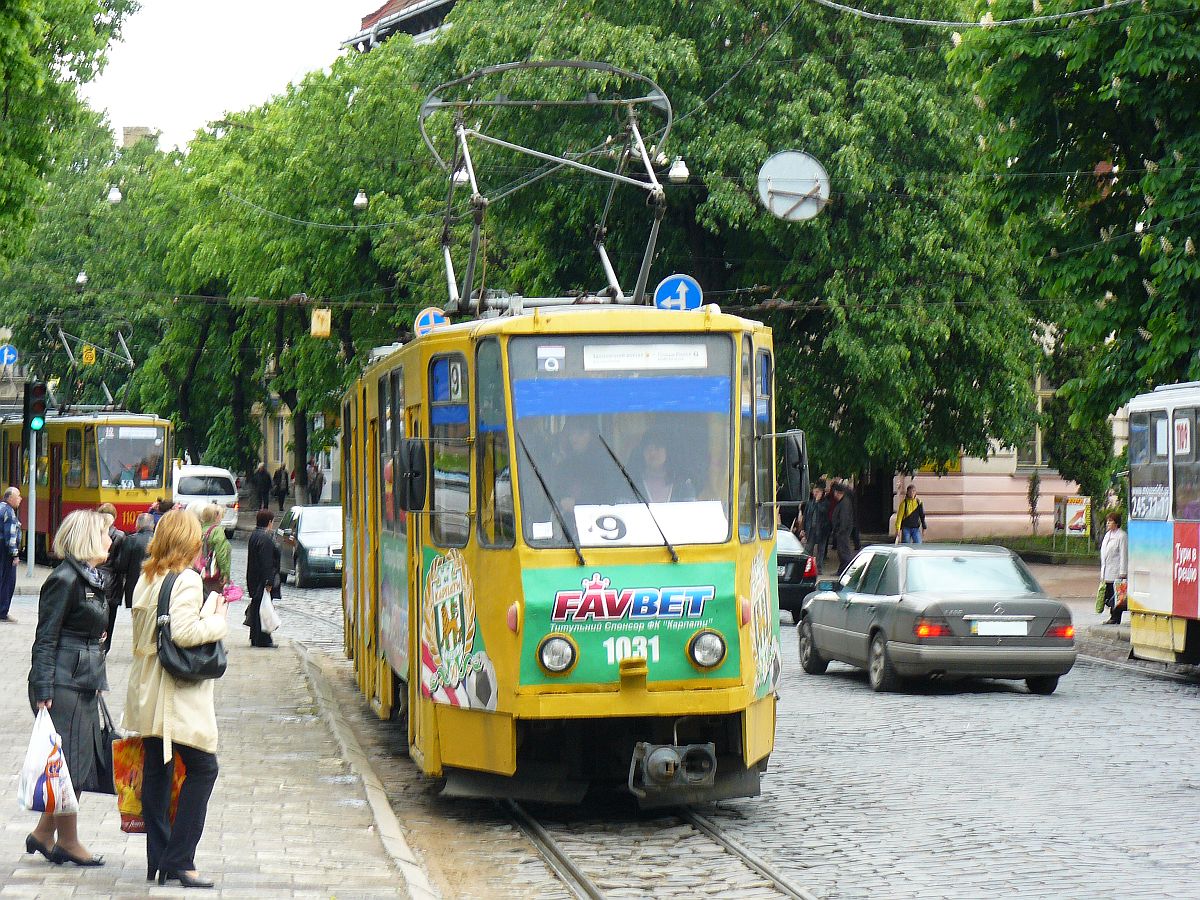 LKP (Львівське комунальне підприємство) Lviv Elektro Trans TW 1031 Stepana Banderystrasse, Lviv 16-05-2014.

LKP (Львівське комунальне підприємство) Lviv Elektro Trans tram 1031 Stepana Banderystraat, Lviv 16-05-2014.