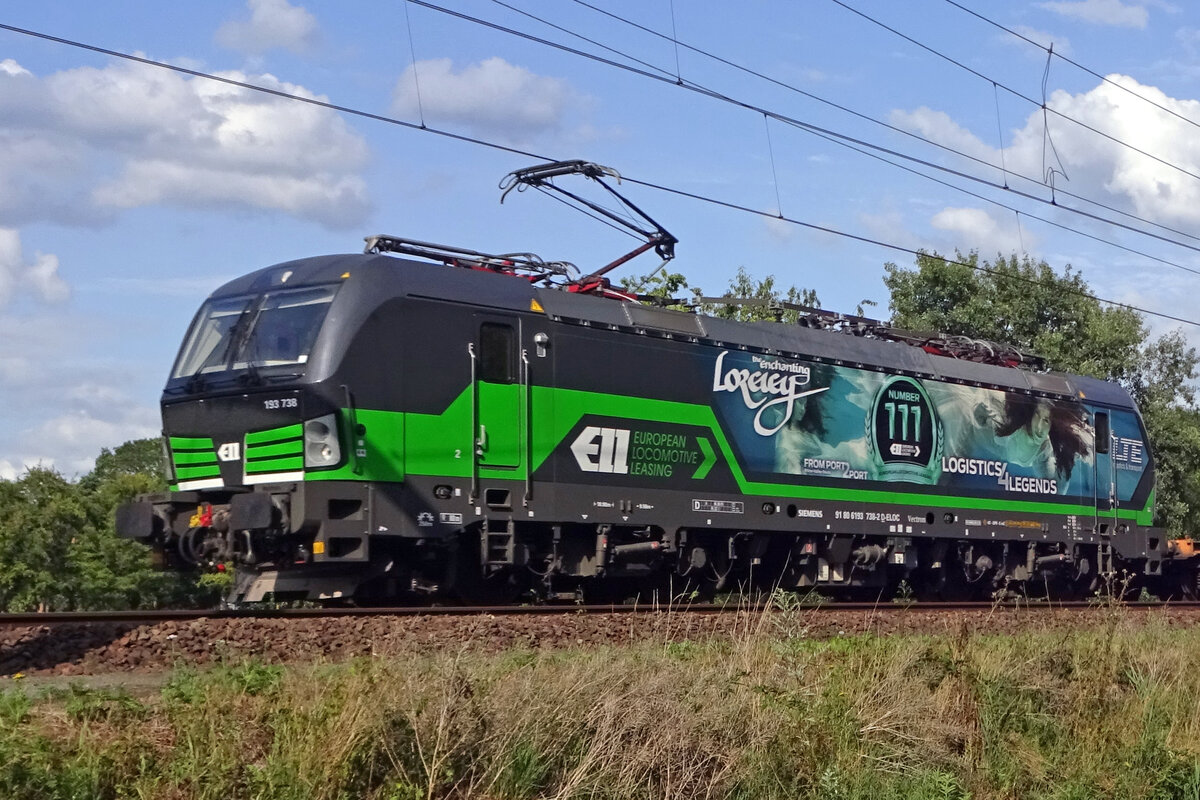 LTE 193 738 'LORELEY' durchfahrt Tilburg Oude Warande am 30 Juli 2019.