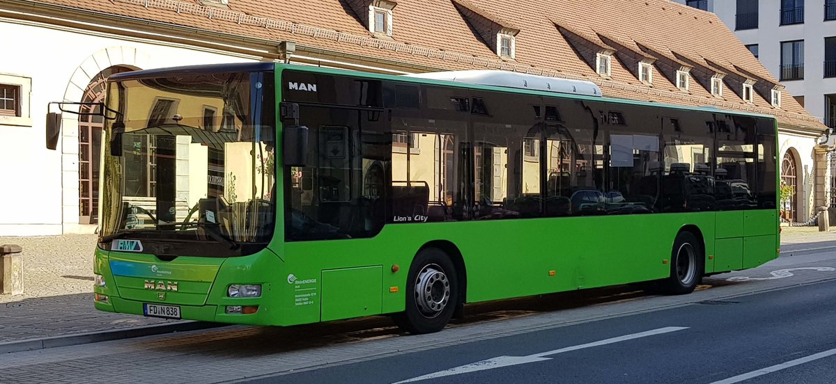 MAN Lion`s City steht im September 2019 am Stadtschloss in Fulda