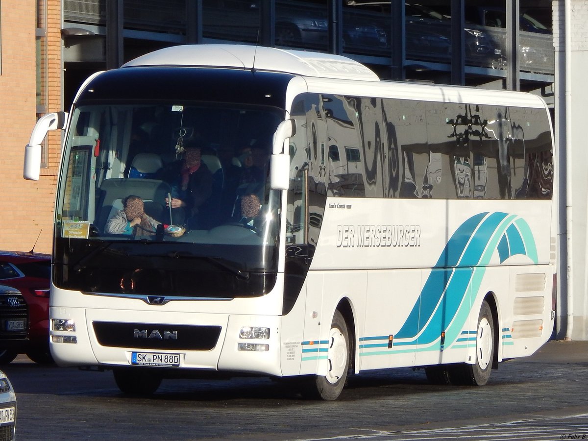 MAN Lion's Coach von Personennahverkehrsgesellschaft Merseburg-Querfurt mbH aus Deutschland im Stadthafen Sassnitz.