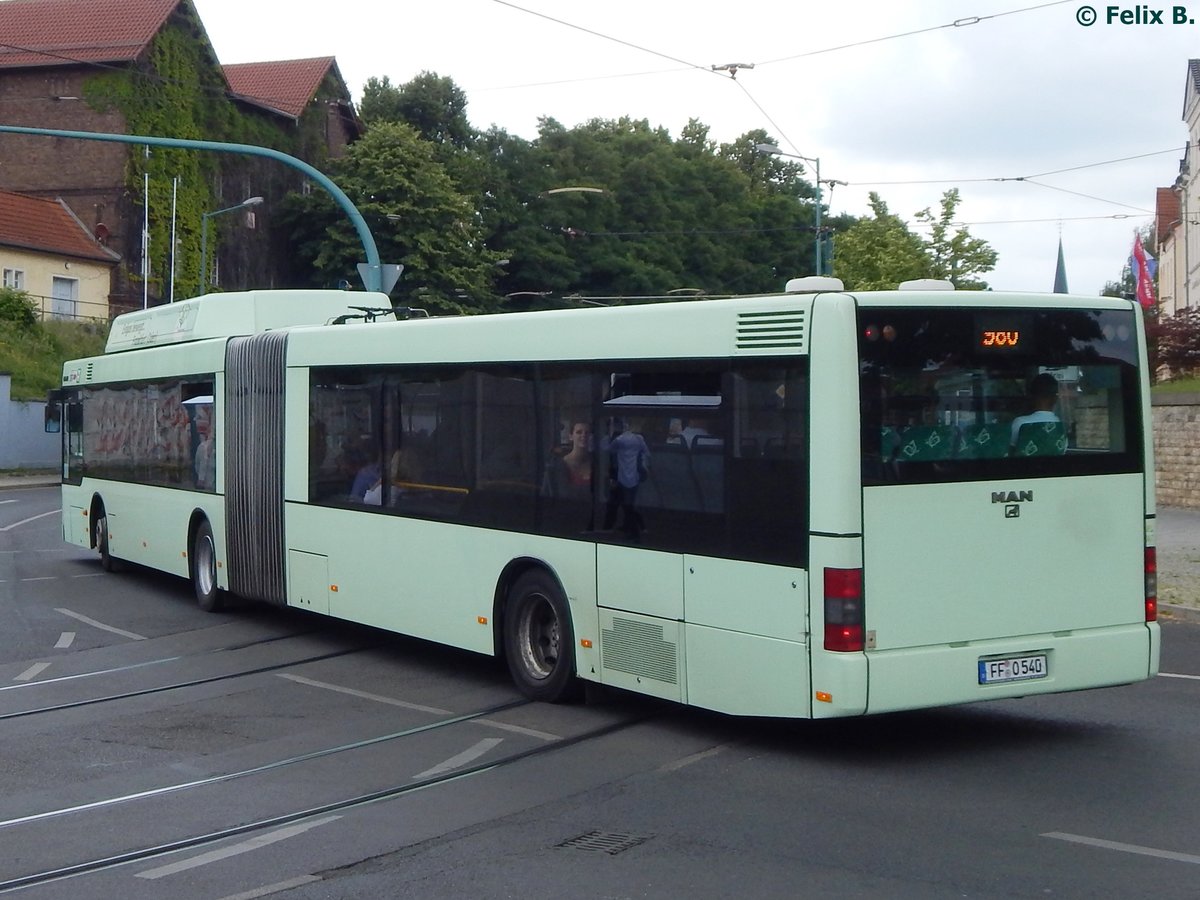 MAN Niederflurbus 2. Generation CNG der Stadtverkehrsgesellschaft mbH Frankfurt Oder in Frankfurt.