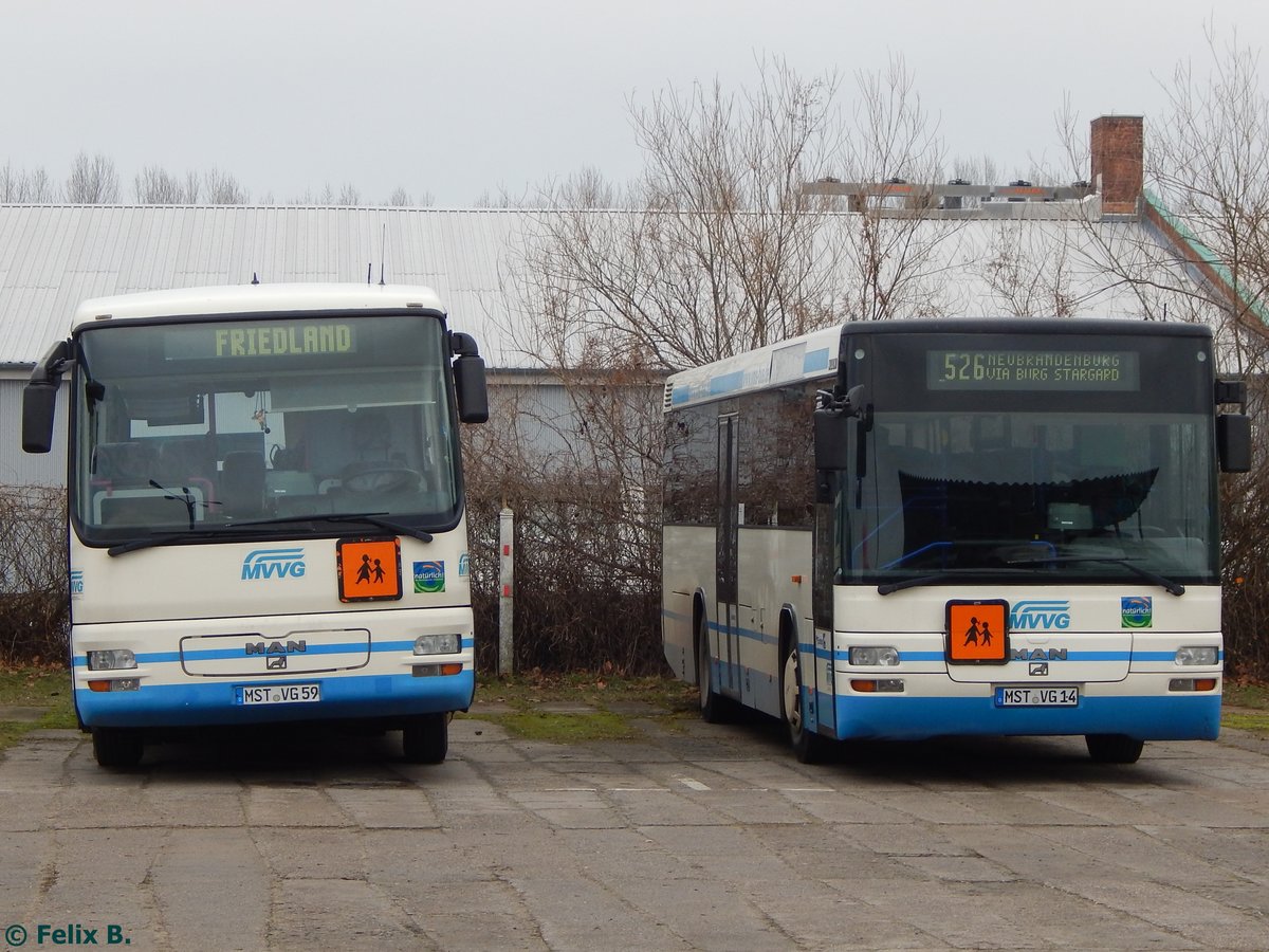 MAN ÜL 313 und MAN SÜ 283 der MVVG in Neubrandenburg.