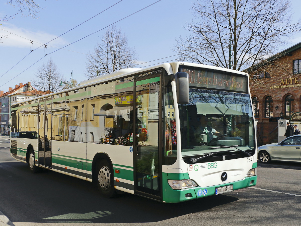 Mercedes-Benz Citaro II Nr.254 der Barnimer Busgesellschaft in Eberswalde auf der  Eisenbahnstrae  am 17. April 2019.