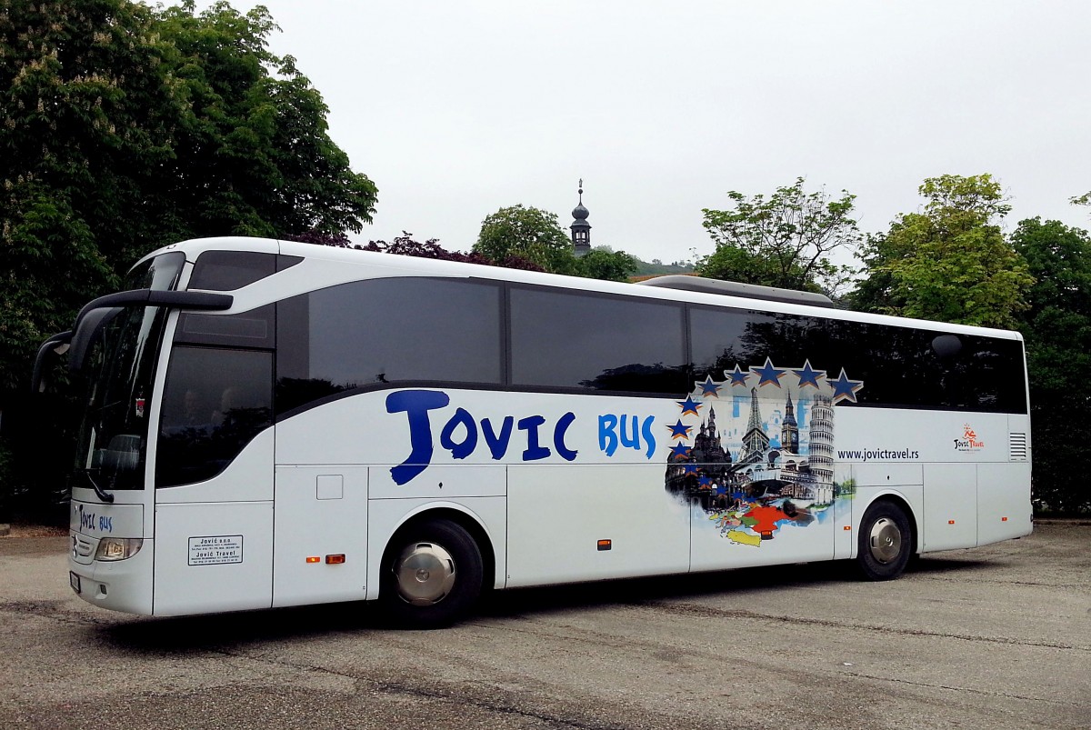 Mercedes Benz Tourismo von Jovic Bus aus Serbien am 19.Mai 2014 in Krems gesehen.