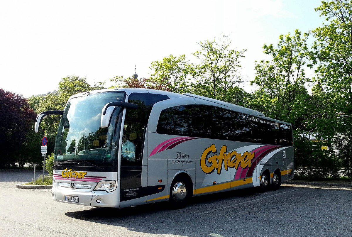Mercedes Benz Travego von Busreisen Gfrerer / BRD im Mai 2014 in Krems.