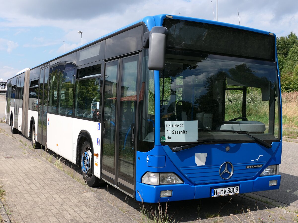 Mercedes Citaro I von Miabus aus Deutschland (exex Pinneberger Verkehrsgesellschaft, ex VHH PI-VG 650) im Gewerbegebiet Sassnitz.