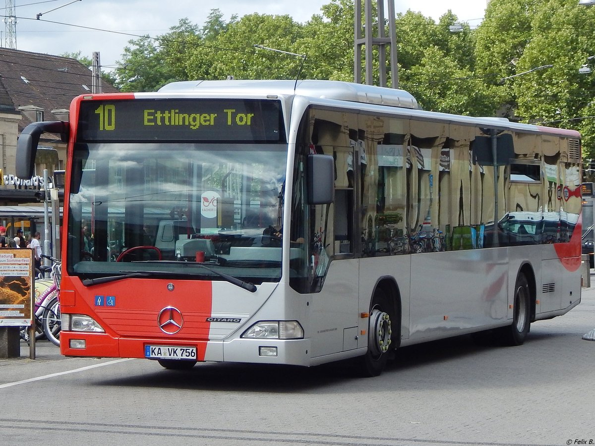 Mercedes Citaro I der Verkehrsbetriebe Karlsruhe in Karlsuhe.
