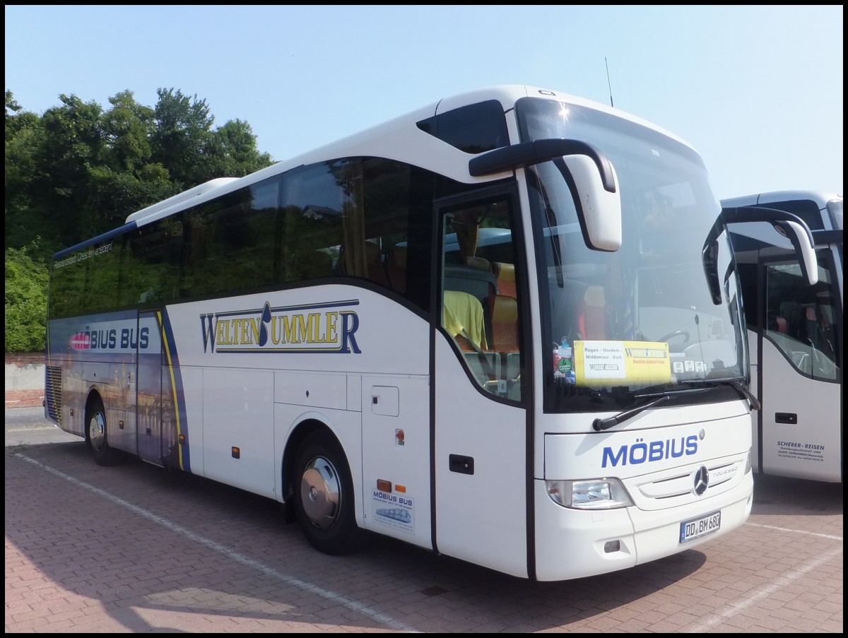 Mercedes Tourismo von Mbius/Weltenbummler aus Deutschland im Stadthafen Sassnitz.