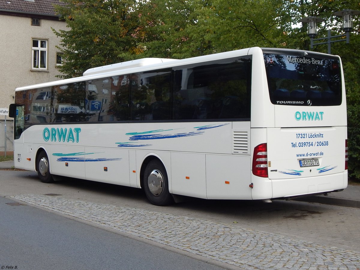 Mercedes Tourismo RH von Orwat aus Deutschland in Neubrandenburg.