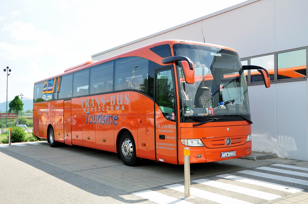 Mercedes Tourismo von Trans Bus aus Polen in Krems gesehen.