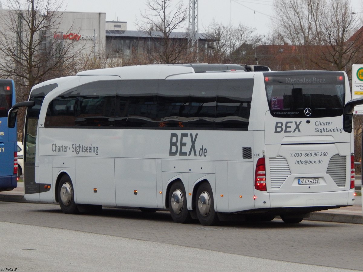 Mercedes Travego von BEX aus Deutschland in Rostock. 