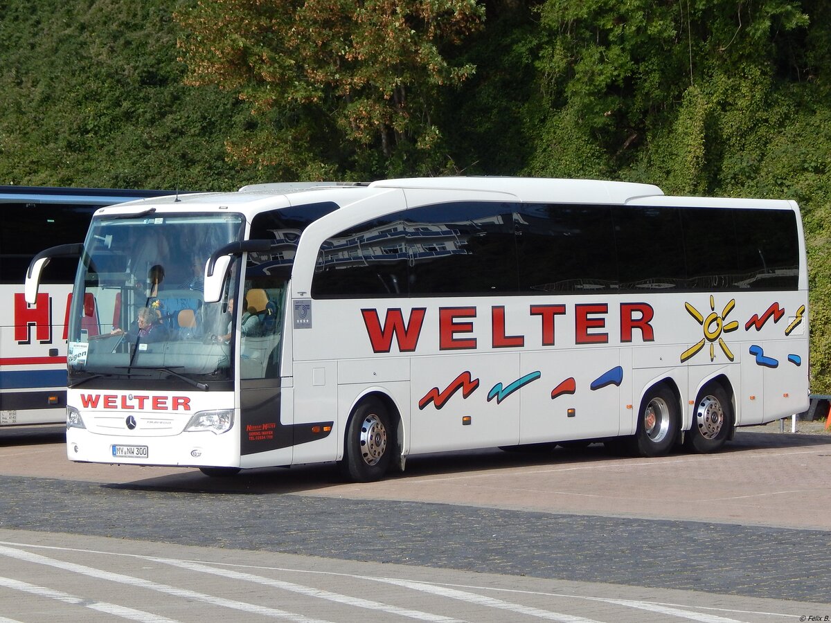 Mercedes Travego von Welter aus Deutschland im Stadthafen Sassnitz.