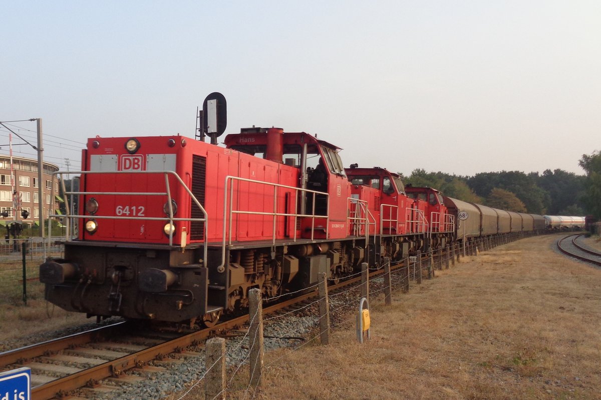 Mit ein Mischguterzug treft am 22 Augustus 2018 DBC 6412 in Venlo ein.