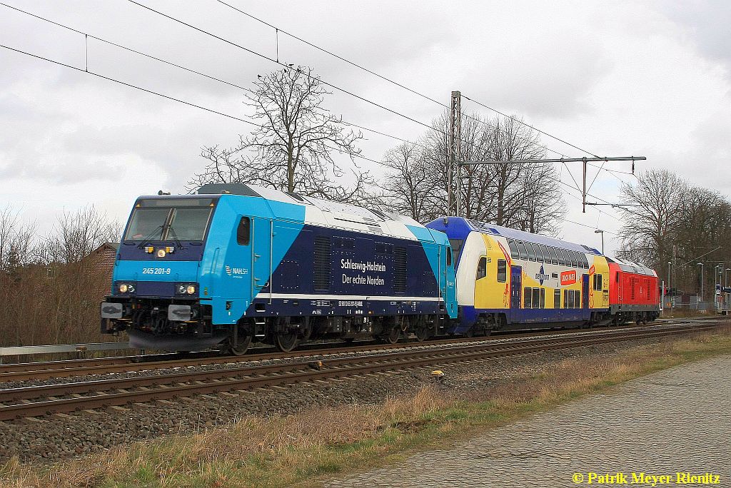 NAH.SH 245 201 + metronom-Steuerwagen + DB 245 001 am 05/03/2015
in Neukloster (Kreis Stade) auf dem Weg Richtung Stade/Bremervörde