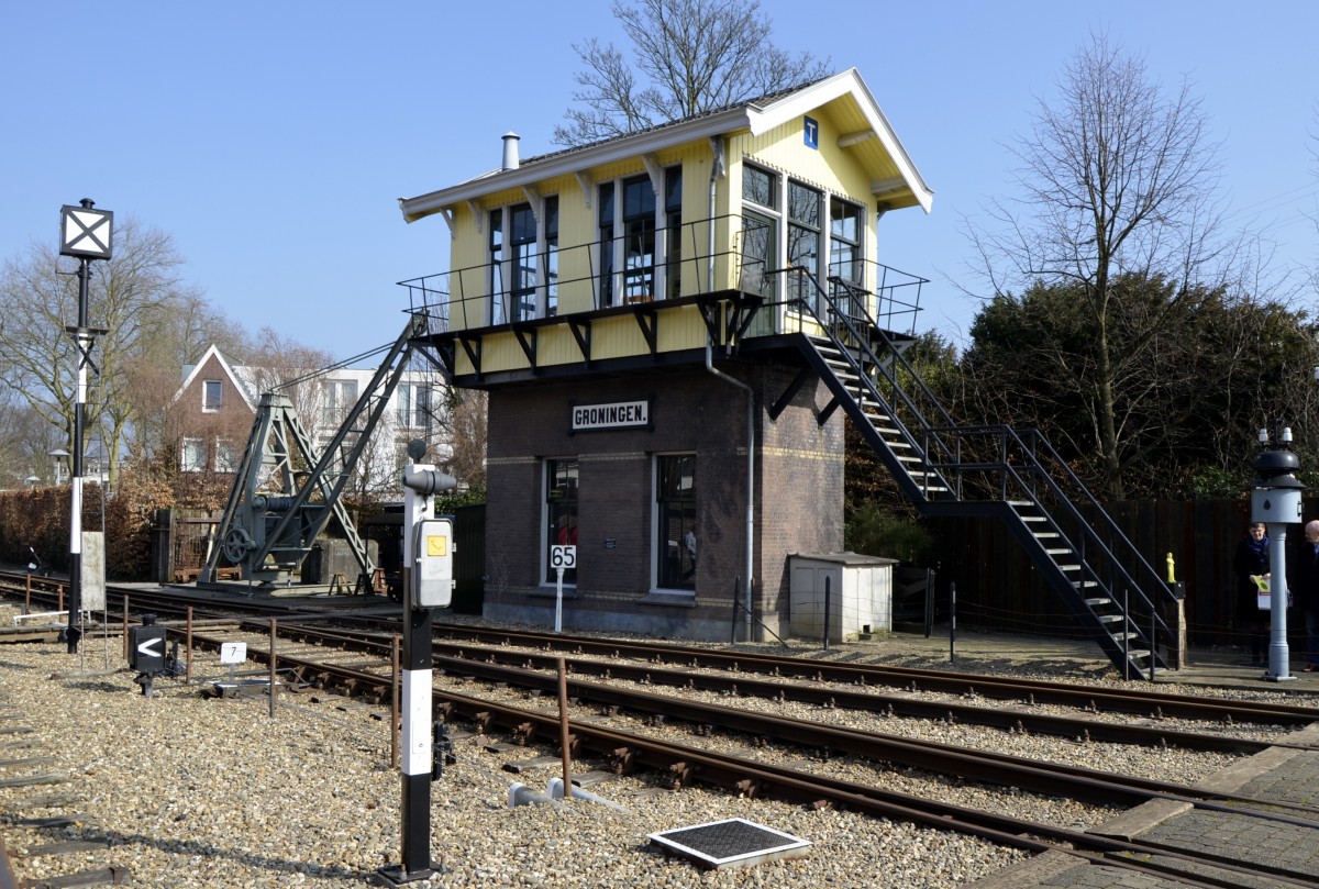 Nederlands Spoorwegmuseum Utrecht: Historisches Stellwerk auf dem Auenglnde. (12.03.2016)