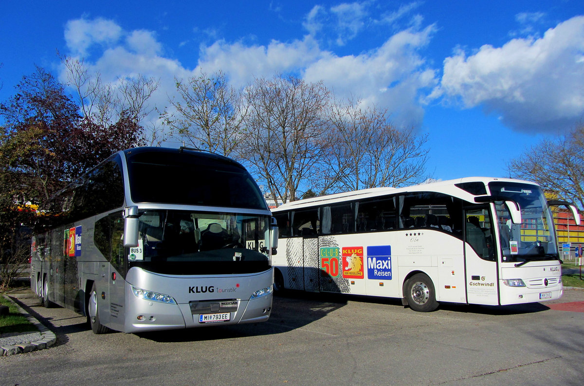 Neoplan Cityliner und ein Mercedes Tourismo vom Autobusunternehmen Gschwindl aus sterreich in Krems.