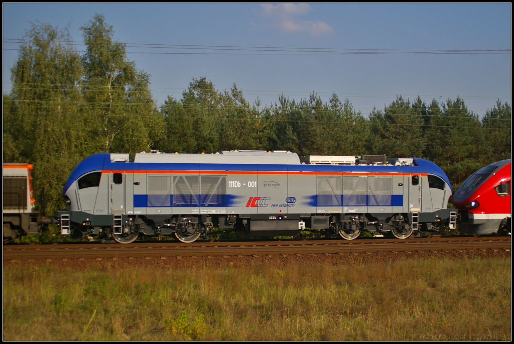 PKPIC 111Db-001 / 5650 011-6 auf �berf�hrungsfahrt zur InnoTrans 2014 wo die Lok vom Typ Pesa Gama auf dem Freigel�nde ausgestellt wurde. Hier am 17.09.2014 durch die Berliner Wuhlheide.
