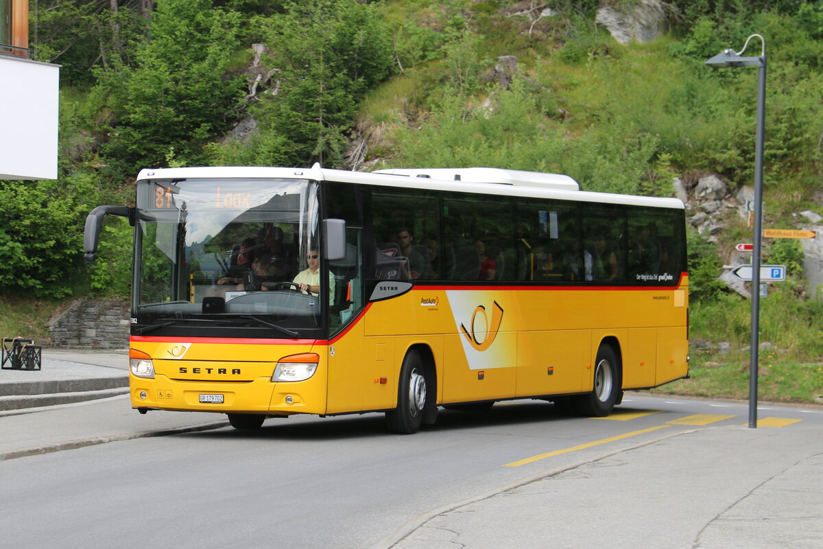 PostAuto Graubnden - GR 179'702/PID 11'302 - Setra am 8. Juli 2023 in Flims (Aufnahme: Martin Beyer)