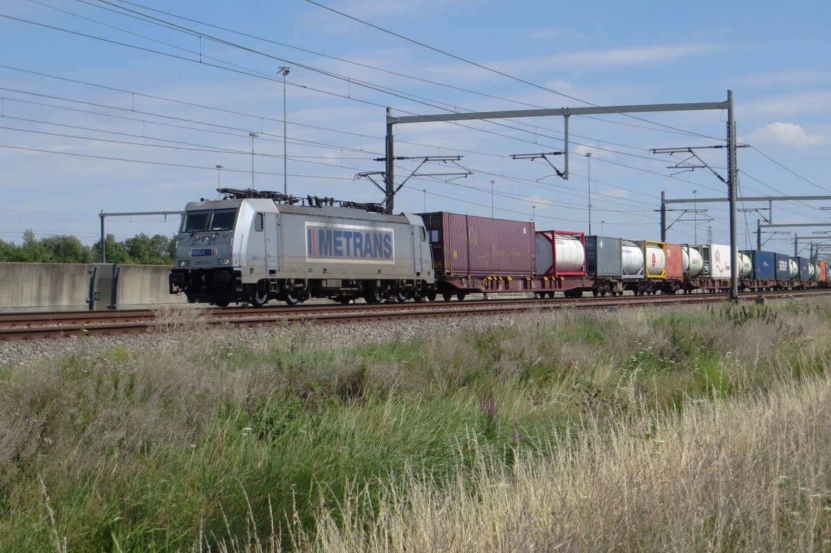 Prag-KLV mit Metrans 386 030 durchfahrt am 23 Juli 2020 Valburg CUP.