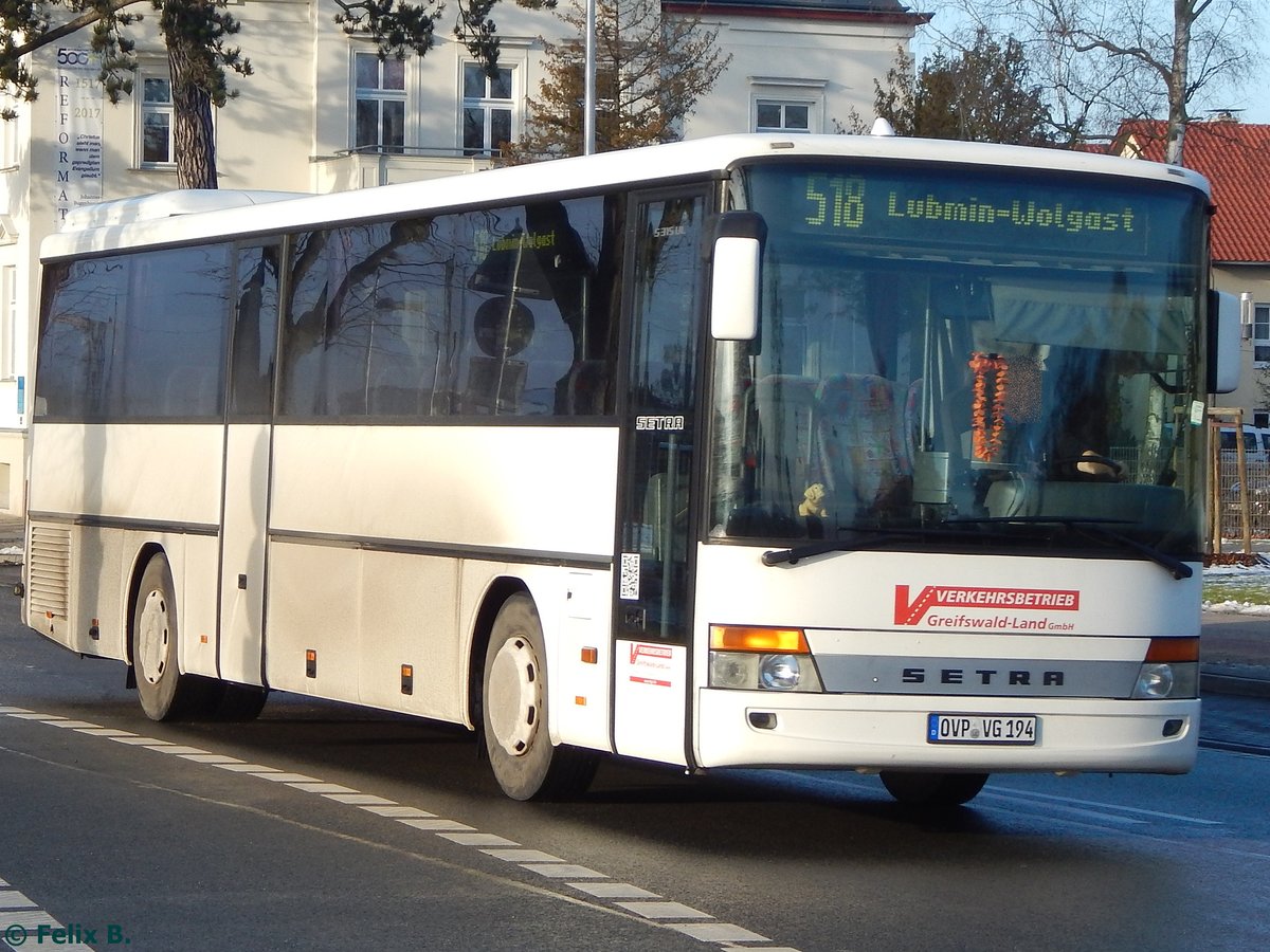 Setra 315 UL des Verkehrsbetrieb Greifswald-Land GmbH in Greifswald.