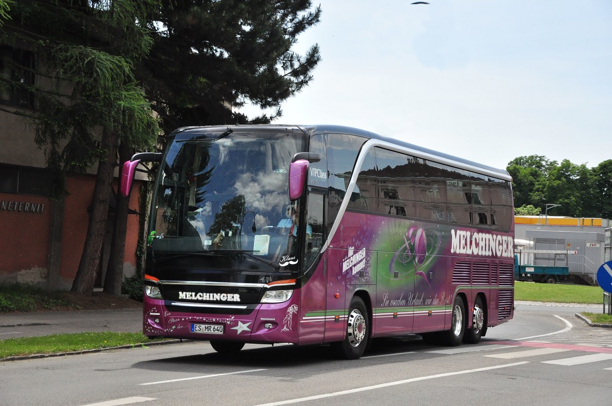 Setra 415 HDH von Melchinger Reisen aus der BRD im Mai 2015 in Krems gesehen.