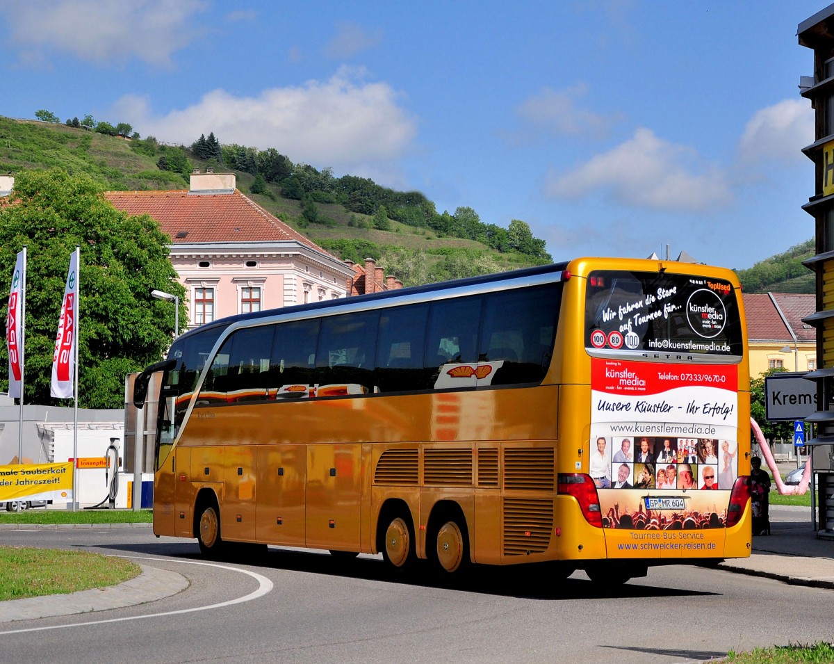 Setra 416 HDH von Schweicker Reisen aus Deutschland am 24. Mai 2014 in Krems unterwegs.